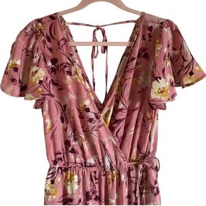 Floral Pink Wrap Romper/Jumpsuit